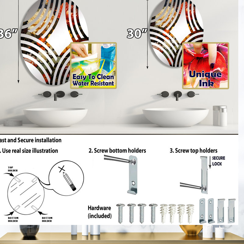 Miroir mural oval, 35,4 po x 23,6 po