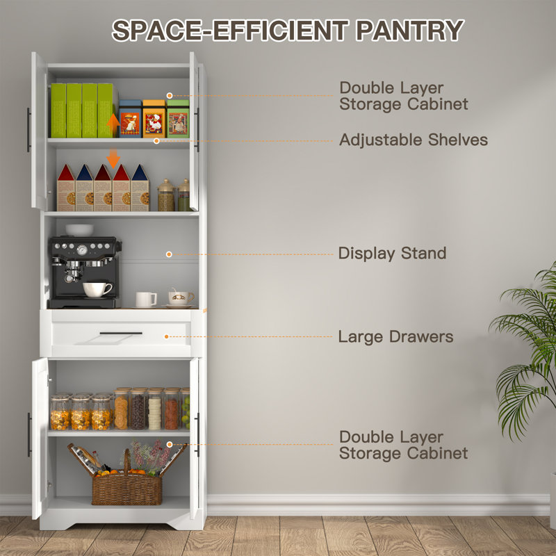 67.4" Kitchen Pantry Cabinet With Adjustable Shelves