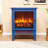 Afore 17-inch Freestanding Electric Fireplace Stove Heater Black Tempered Glass Design For Home Office Décor-1060974825