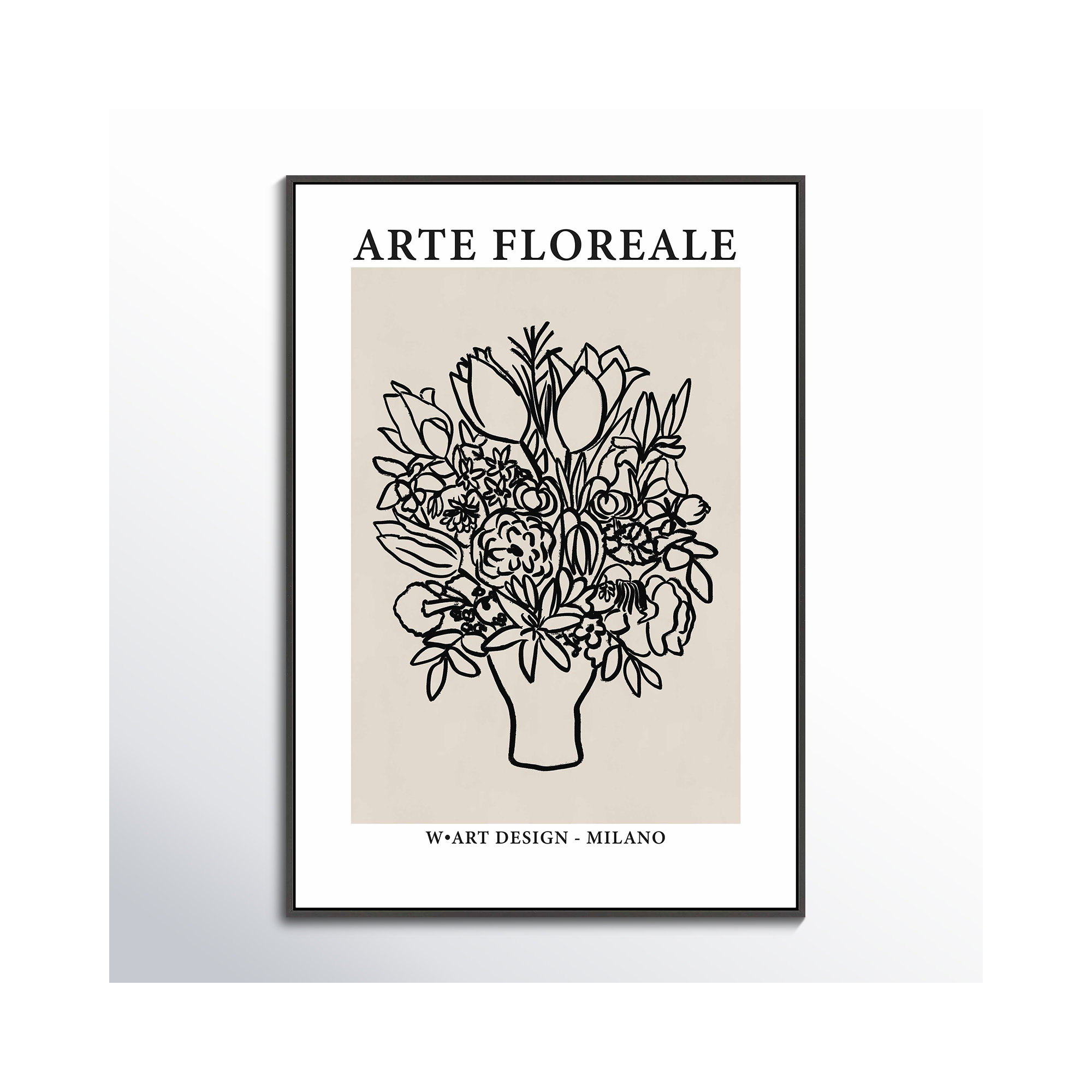 Arte Floreale 1 by Romina Gadler, Black Canvas Framed, 25" H x 17.5" W