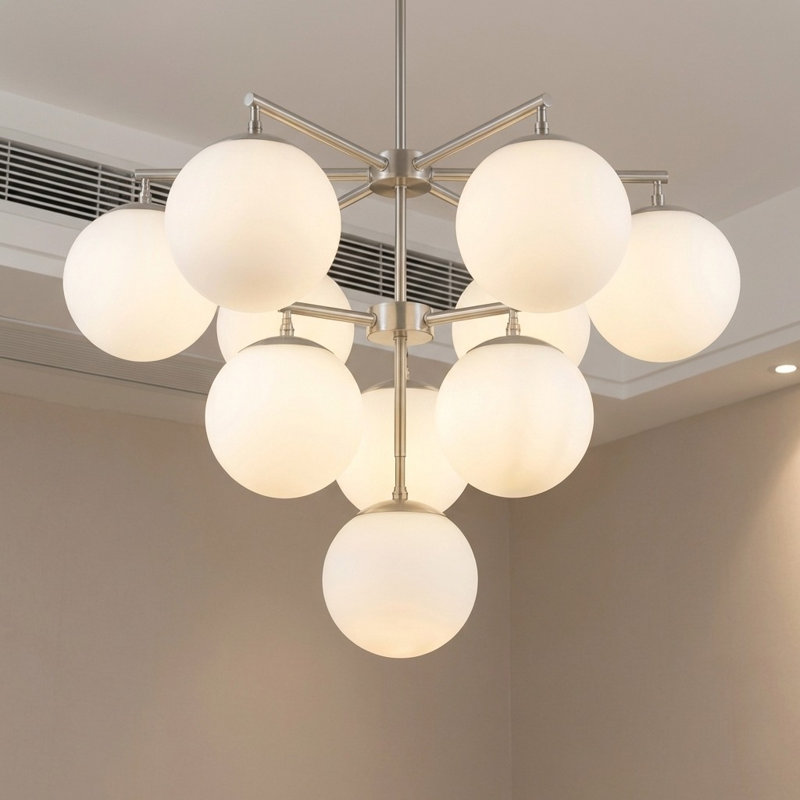 Lustre à dix lumières Nube, Nickel brossé, Non