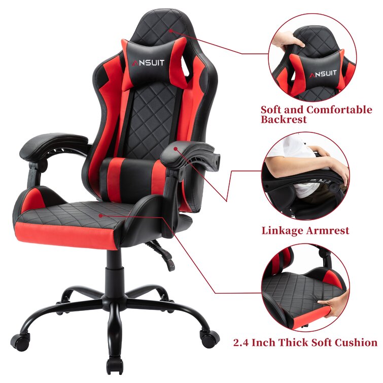 Doral Designs LM-HC919FRED Gaming Chair in Red with Footrest