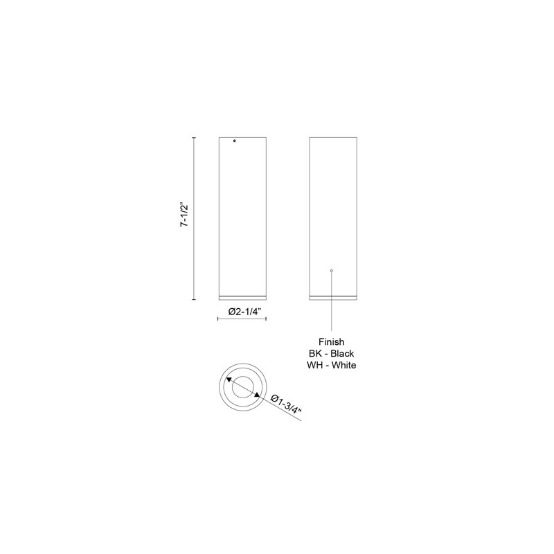 Lorna 7-in (2-in Dia.) 36 Degree Optic White LED Flush Mount, 10 W, White, 7.5" H x 2.25" W x 2.25" D