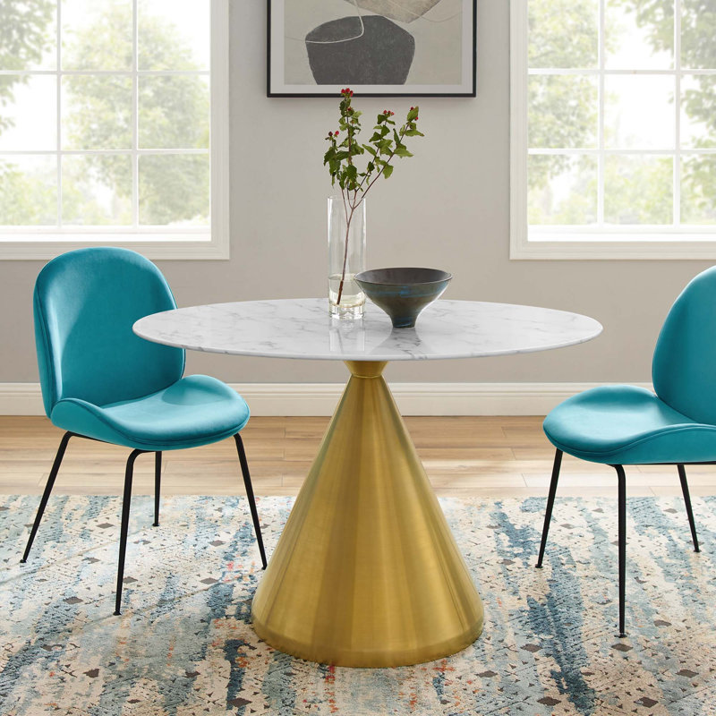 Table de salle à manger en marbre artificiel Tupelo par Modway, Blanc, L 47 po x l 27,5 po