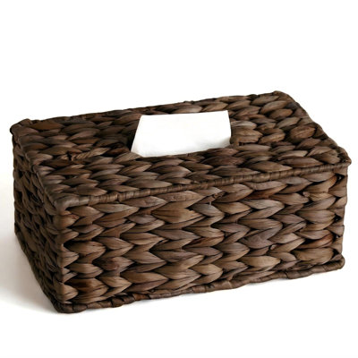 Rectangle Tissue Box Cover Fits 120-Count (3-Ply) / 160-Count (2-Ply) Boxes, Rattan Woven Facial Tissue Holder, Decorative Tissue Box Holder(Brown)