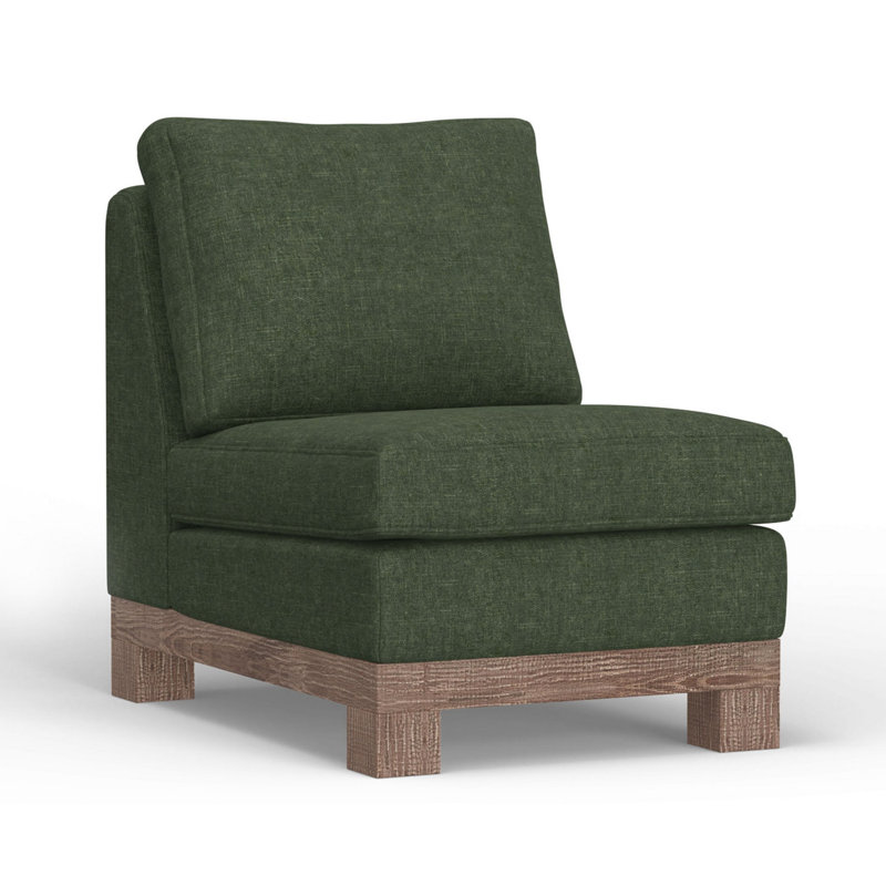 Structure et base en bois, fauteuil sans accoudoirs, Vert olive