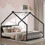 Lit plateforme complet pour enfants House Style, lumières DEL colorées intégrées, fabrication en bois aggloméré, noir élégant
