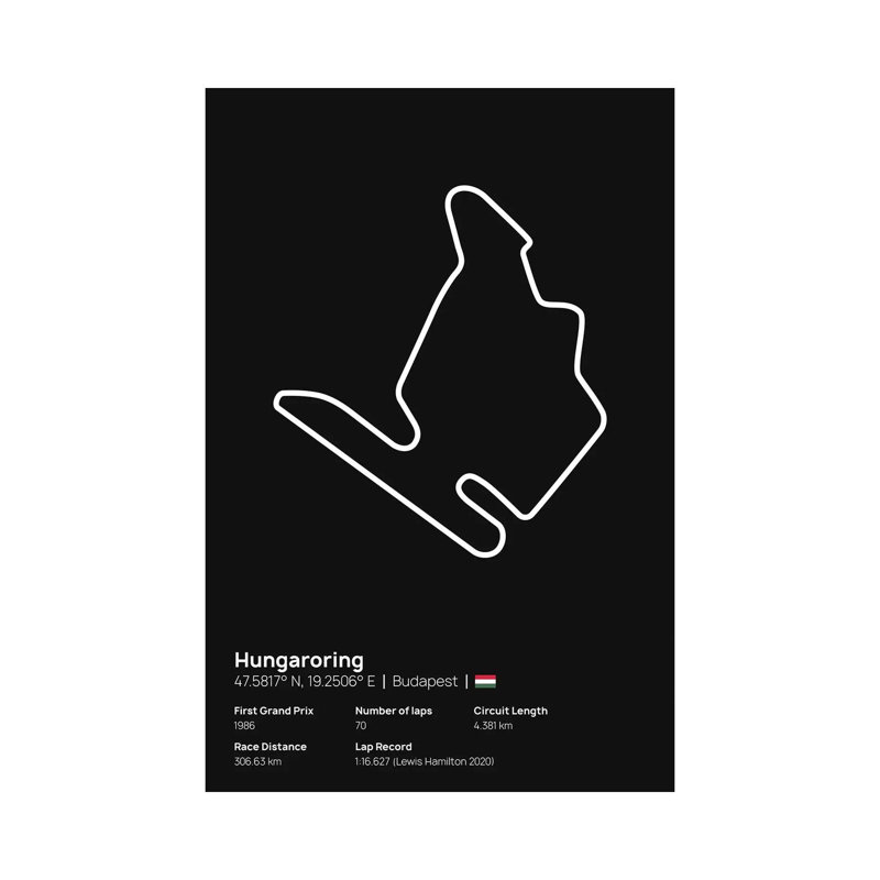 F1- Hungaroring by Avesix - Gallery-Wrapped Canvas Giclée on Canvas, No Frame, 20.32 cm H x 30.48 cm W