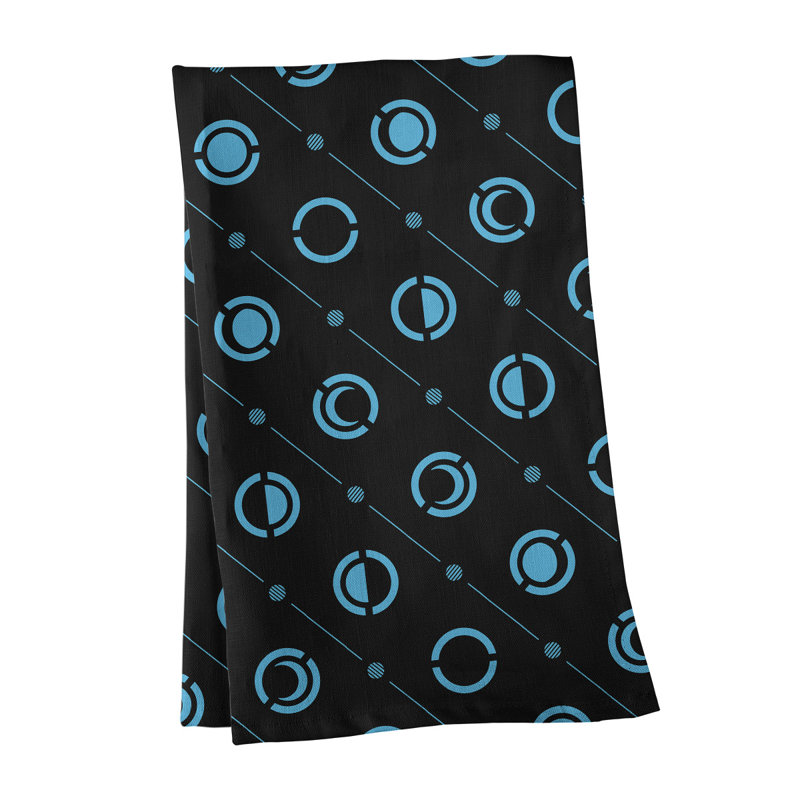 Torchon Moon phases, Noir / lierre bleu, Croisé en coton