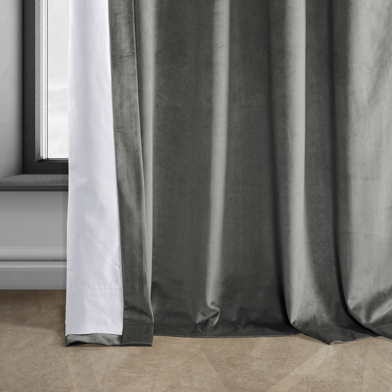 Loria Plush Velvet 100% Blackout Curtains For Bedroom, Living Room - Single Panel, 50" W x 84" L, Nightlife Gray