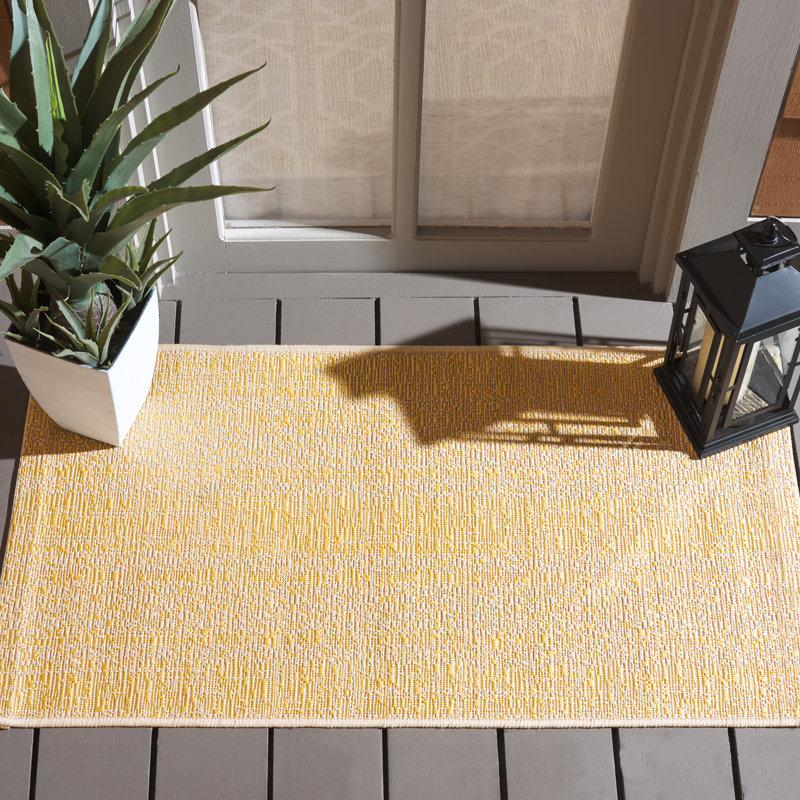 Marcella Beige/Gold Indoor / Outdoor Area Indoor/Outdoor Area Rug, Rectangle 2' x 3'7"