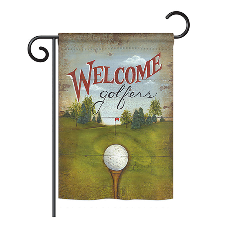 Drapeau de jardin en polyester 18,5 x 13 po Ryding Welcome Golfers
