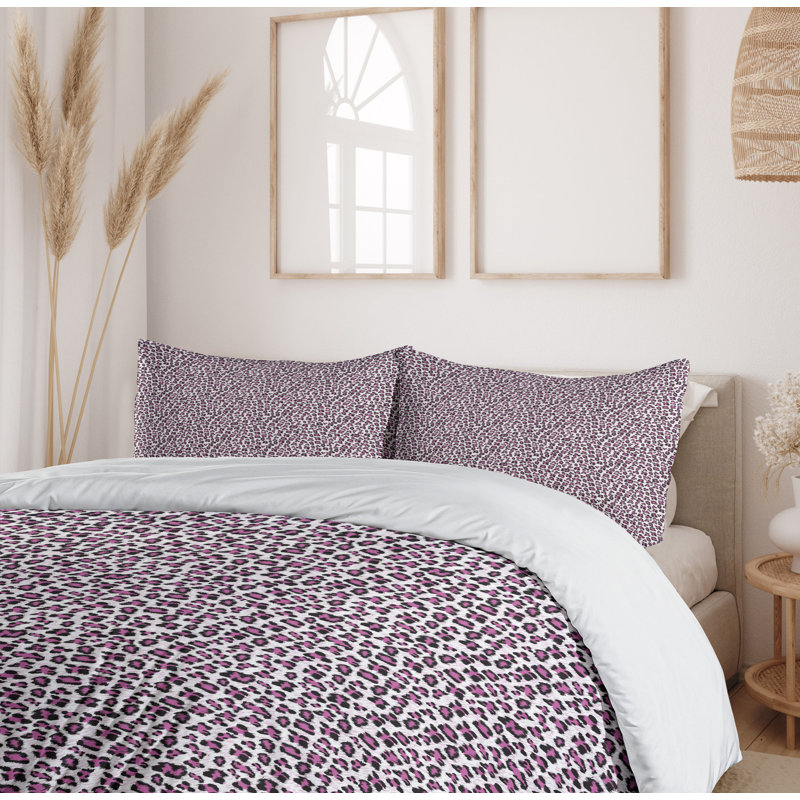 King Pink and Black Leopard Print Microfiber Duvet Set
