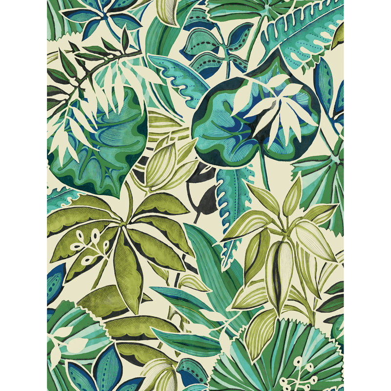 Papier peint auto-adhésif turquoise Feuilles, Vert