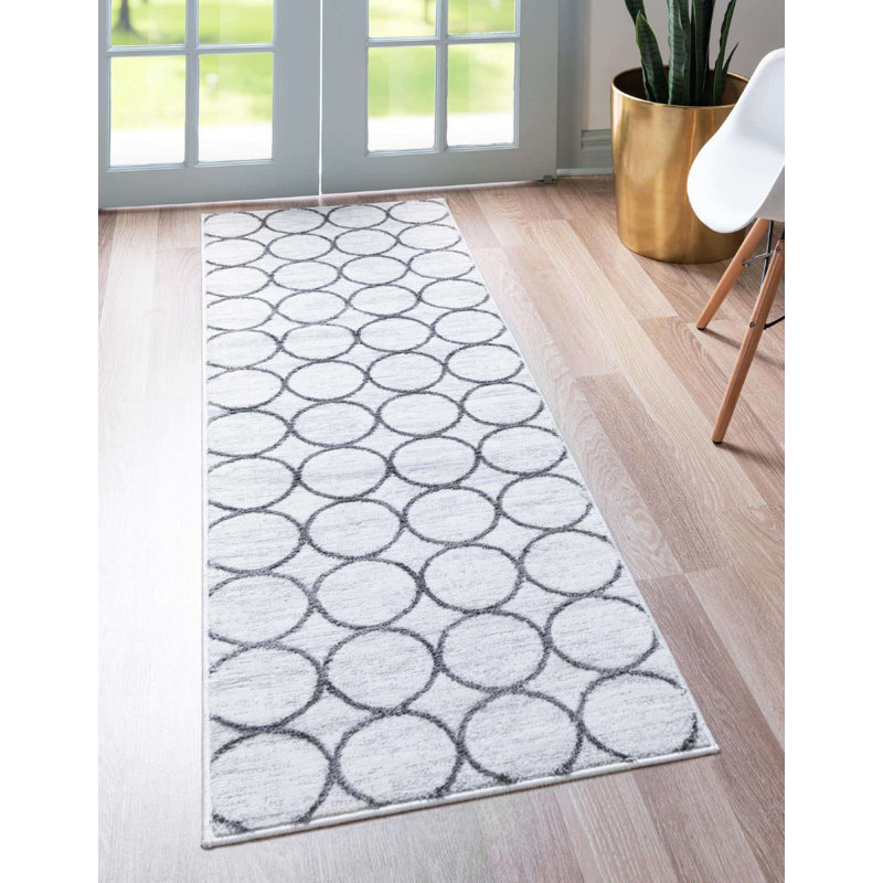 Tapis contemporain Clidy couleur galet clair, Tapis de couloir 2 pi x 6 pi