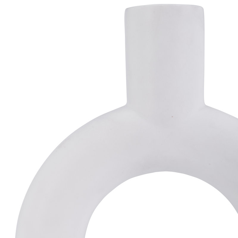 Modern White Ceramic Vase with Sculptural Round Design, Ivory