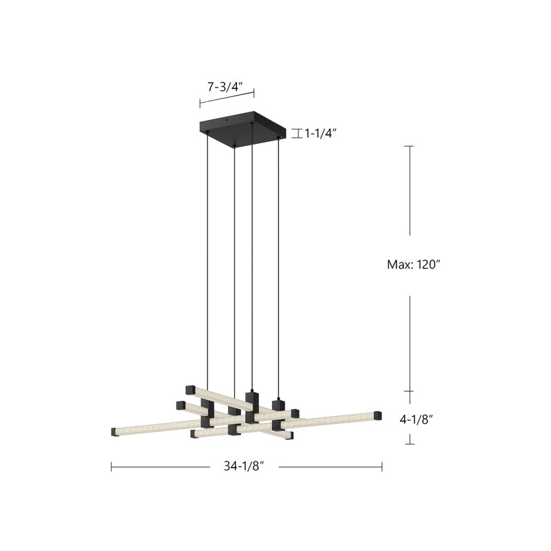 Blade 4 - Light LED Chandelier, Brushed Gold