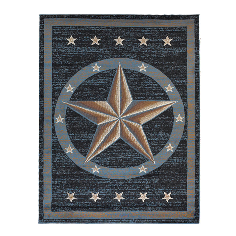 Tapis Aaleeyah Western | Design médaillon étoile solitaire | Polypropylène | Tapis décoratif d'intérieur, Marine
