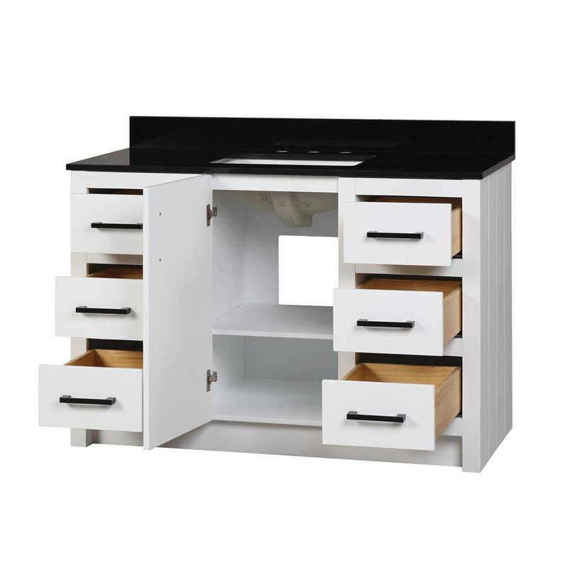 48'' Single Bathroom Vanity with Granite Top, Black Granite