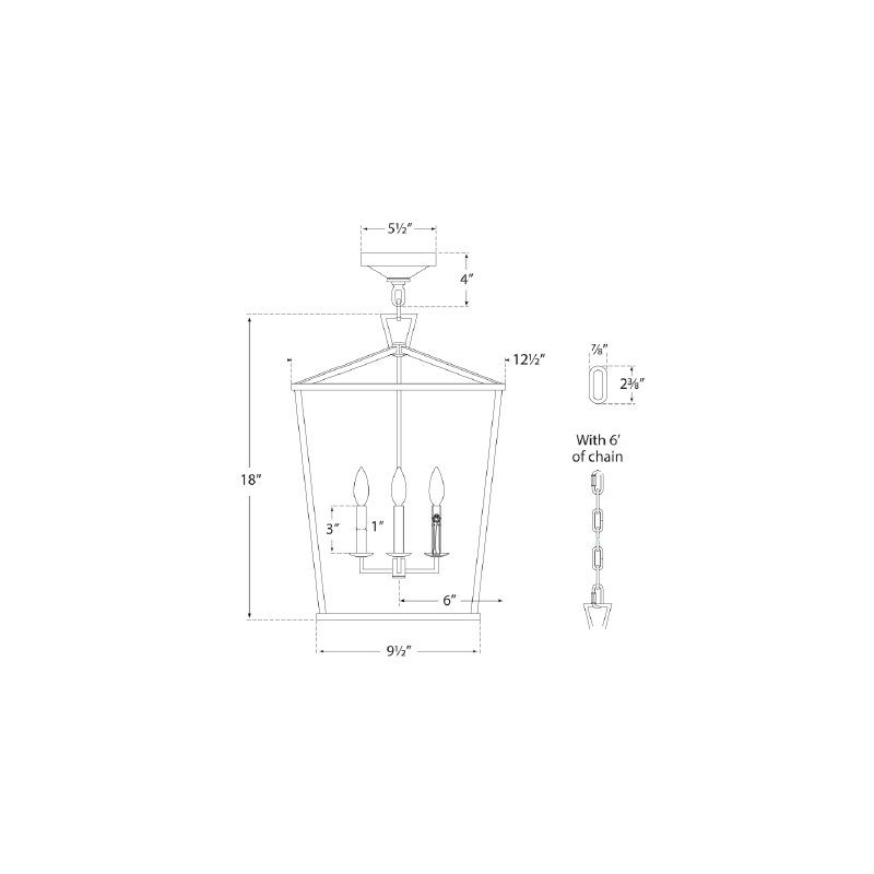 Chapman & Myers Darlana Lantern, Polished Nickel, 18" H x 12.5" W x 12.5" D