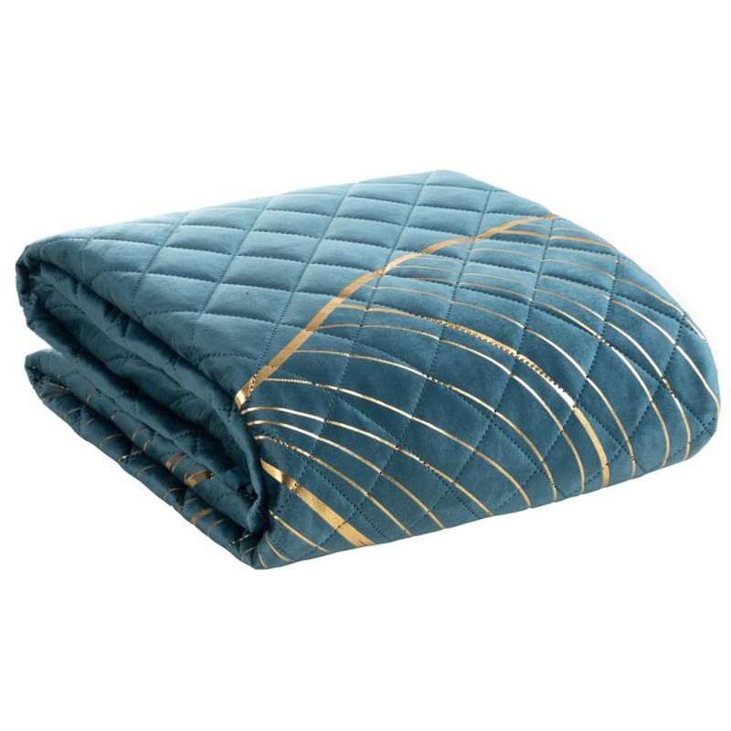Raymer Polyester Geometric Shapes Bedspread, W220 x L240cm, Turquoise
