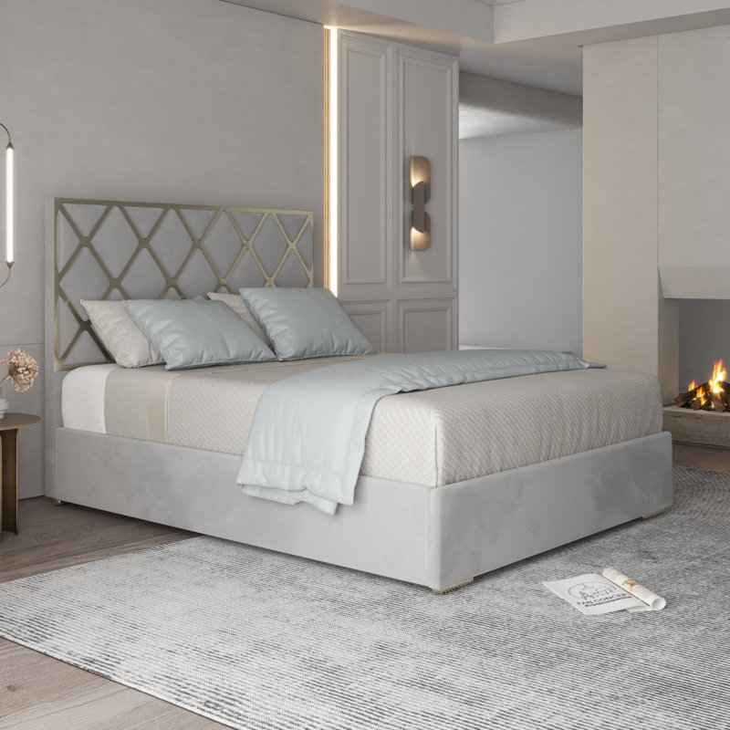 Anatalia Upholstered Bed, Grey, Kingsize (5')