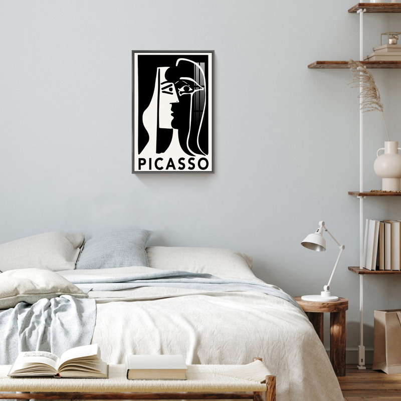 Art mural Picasso, reproduction de Pablo Picasso, femme noire et abstraite, H 24 po x l 16 po, Noir