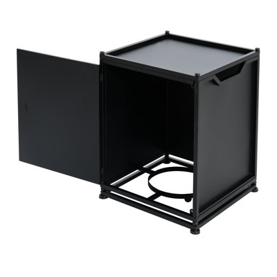 Matte Black Outdoor Metal Tank Holder, Side Table Featuring Modern Design, Multi - Functional Feature, Powder Coated Iron, 15.8 Wide, Deep, 21.65 High Holder Table, Finish, Design With Clean And