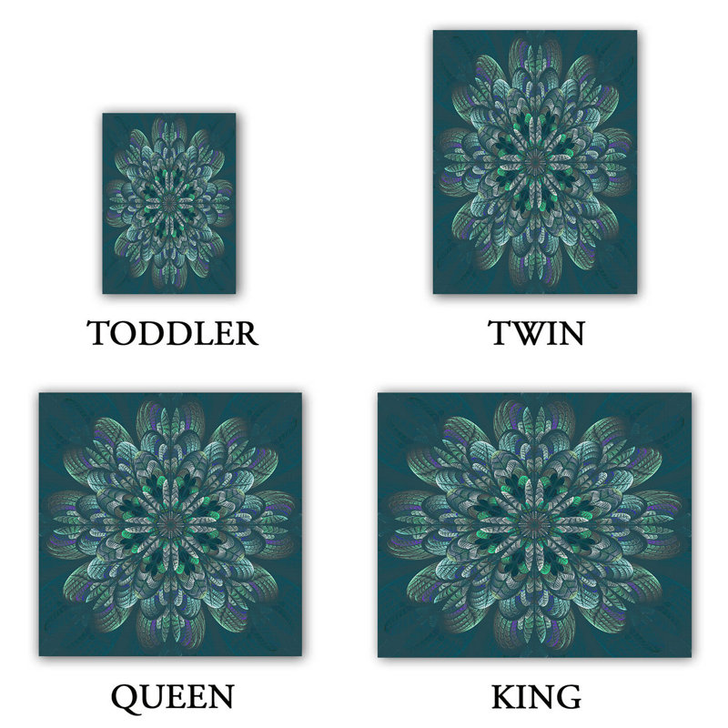 Polyester Floral Duvet Cover, 1 King Duvet Cover + 2 King Shams, Purple/Blue/Green