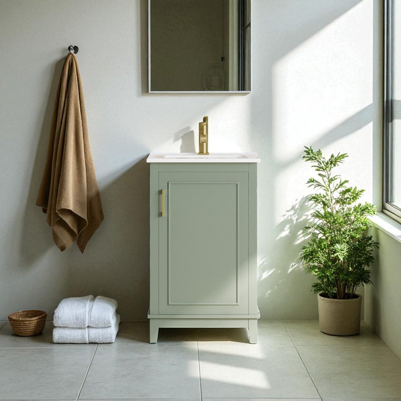 Meuble-lavabo moderne de 20 po avec lavabo en céramique et porte à fermeture en douceur