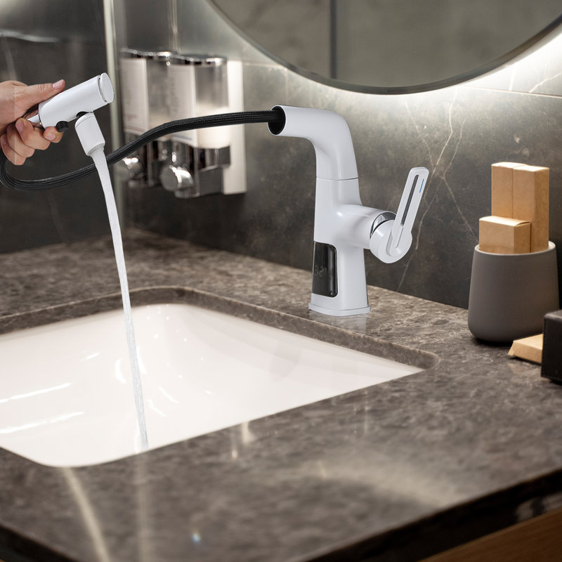 Single-Hole Single-handle Bathroom Faucet, White