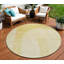 Tapis extérieur rond lavable à motif géométrique ivoire et jaune 8 pi