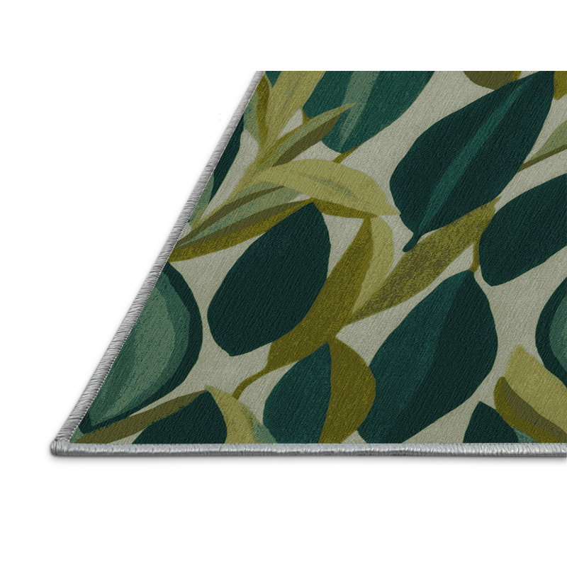 Machine Washable Botanical Blue Area Rug, Rectangle 2' x 3'
