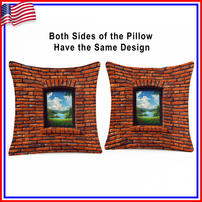 Window Brick Wall Double Sided Throw Pillows, 20 x 20 inches