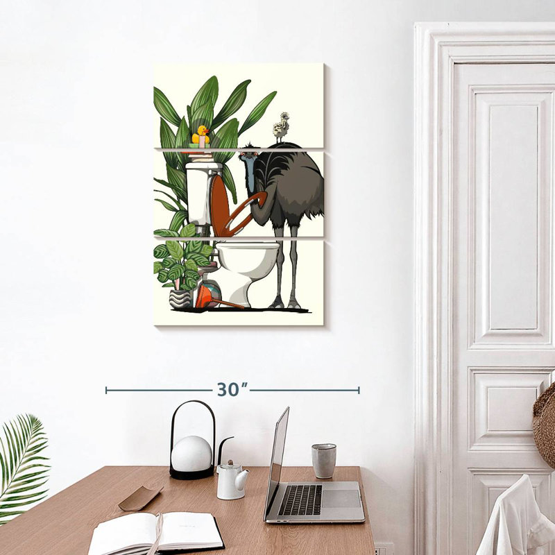 Ketti Emu Using The Toilet, 32" H x 20" W
