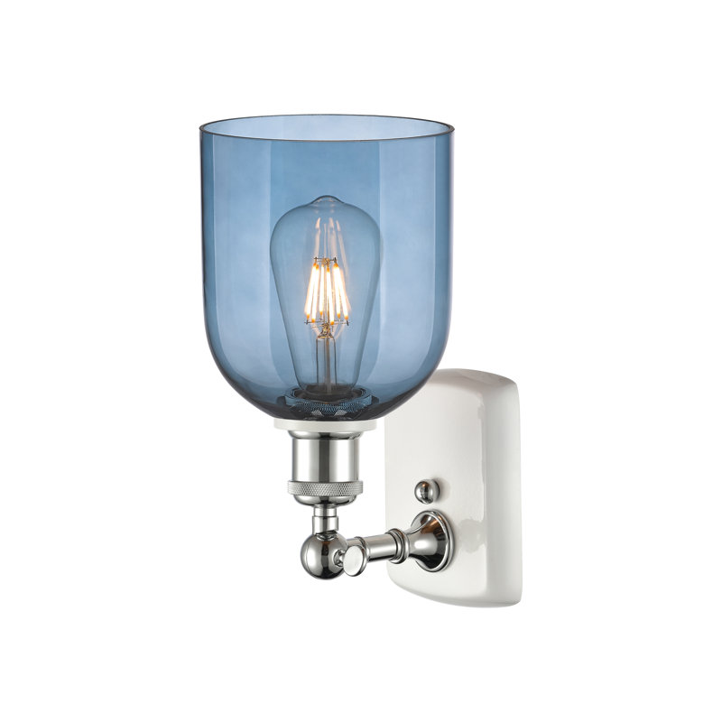 Anacaren Steel Armed Sconce, Princess Blue, White Polished Chrome