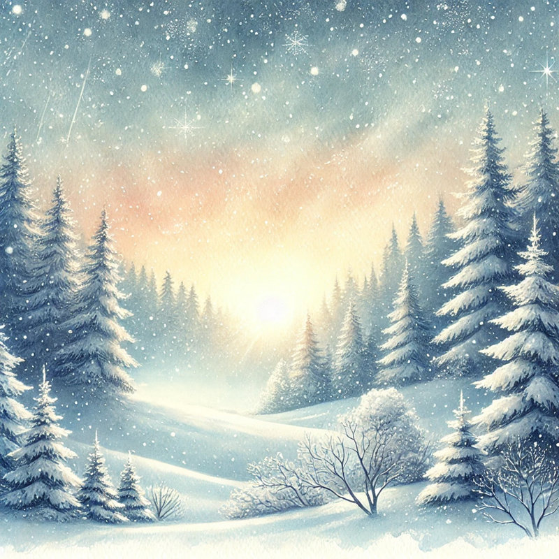 Winter's Whisper: Dusk's First Light Canvas Print, 12" H x 12" W
