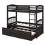 Lit superposé simple en bois avec lit gigogne et tiroirs-398595842