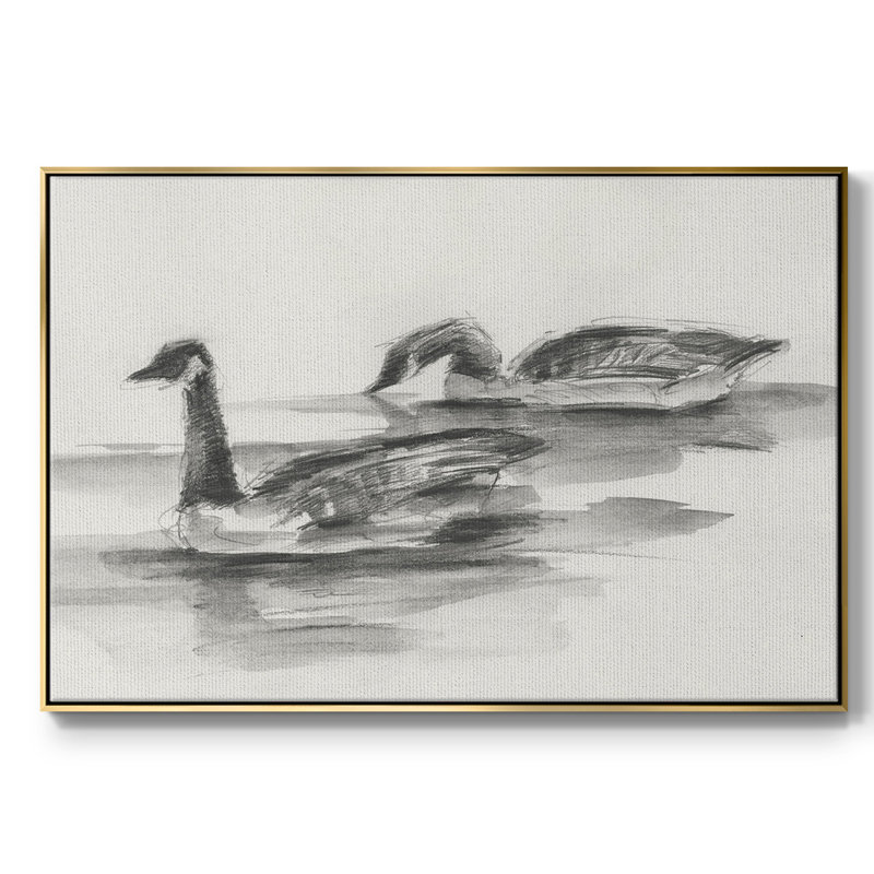 " Geese Study II ", 25" H x 37" W x 2" D, Gold