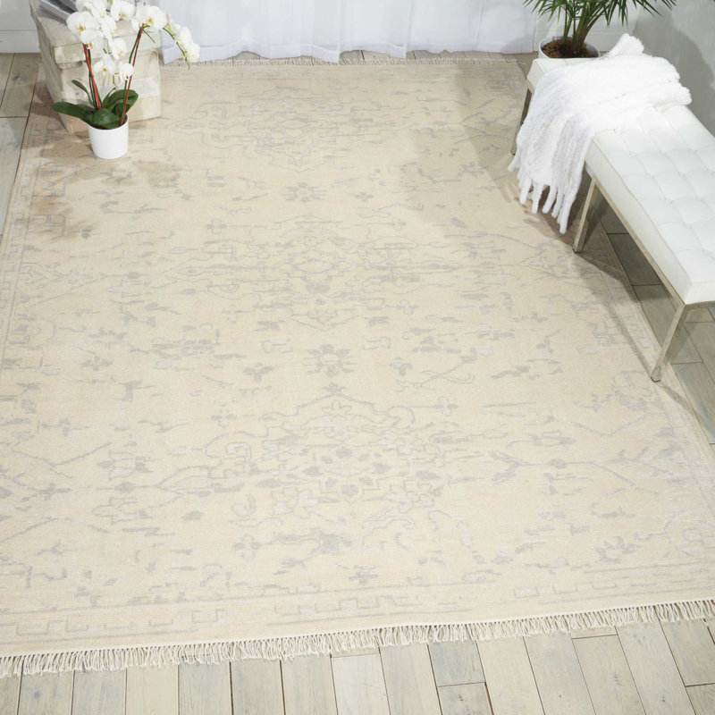 Tapis ivoire fait à la main Lunel, Rectangle 8 pi 6 po x 11 pi 6 po