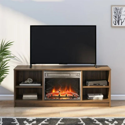 Meuble télé avec foyer pour téléviseur de 55 po ou moins, blanc