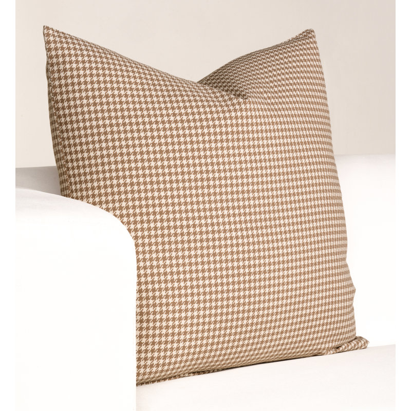 Coussin 100% coton Magnolia Home Fashions, Pied-de-poule brun, Polyester, H 18 po x l 18 po