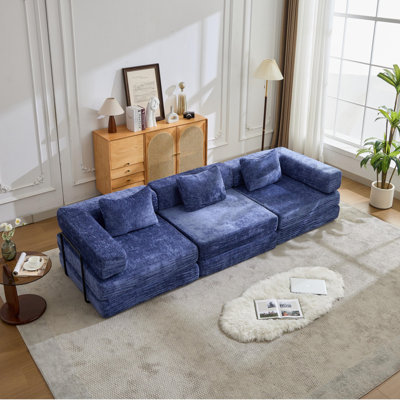 Canapé-lit convertible en chenille pliable - Canapé-lit modulaire 3 places pour petits espaces et occasions multiples