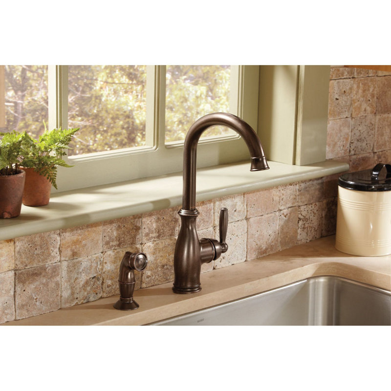 Brantford Pull Out Single Handle Kitchen Faucet with Side Spray, Oil Rubbed Bronze