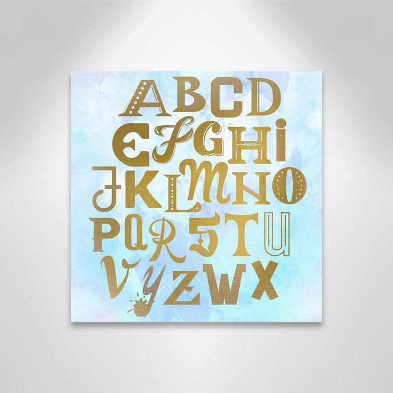 Art sur toile Abc, H 16 po x l 16 po x P 1,5 po, Bleu