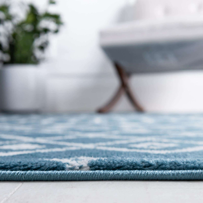 Tapis contemporain Aemtenan couleur océan, Tapis de couloir 2 pi 6 po x 8 pi 2 po