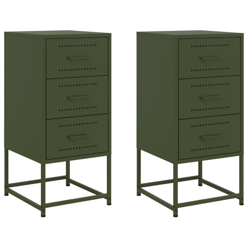 Raddatz 36cm W Steel Bedside Table, Olive Green, Set of 2