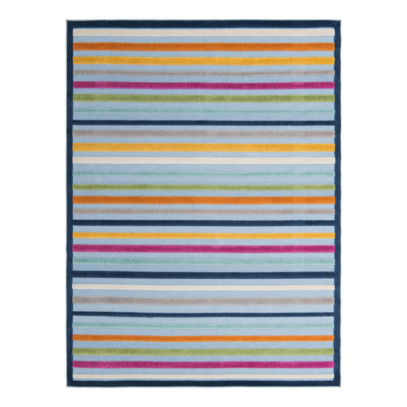 Striped Indoor / Outdoor Rug, Rectangle 7' x 10'