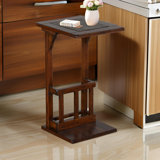 Jenne Sofa Side Table with Magazine Rack, 13 Inch Top, Dark Brown Wood