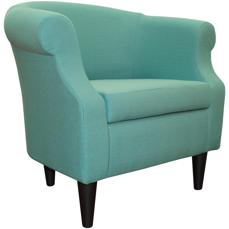 Fauteuil demi-tonneau en polyester Adea, Klein en tissu natté paon
